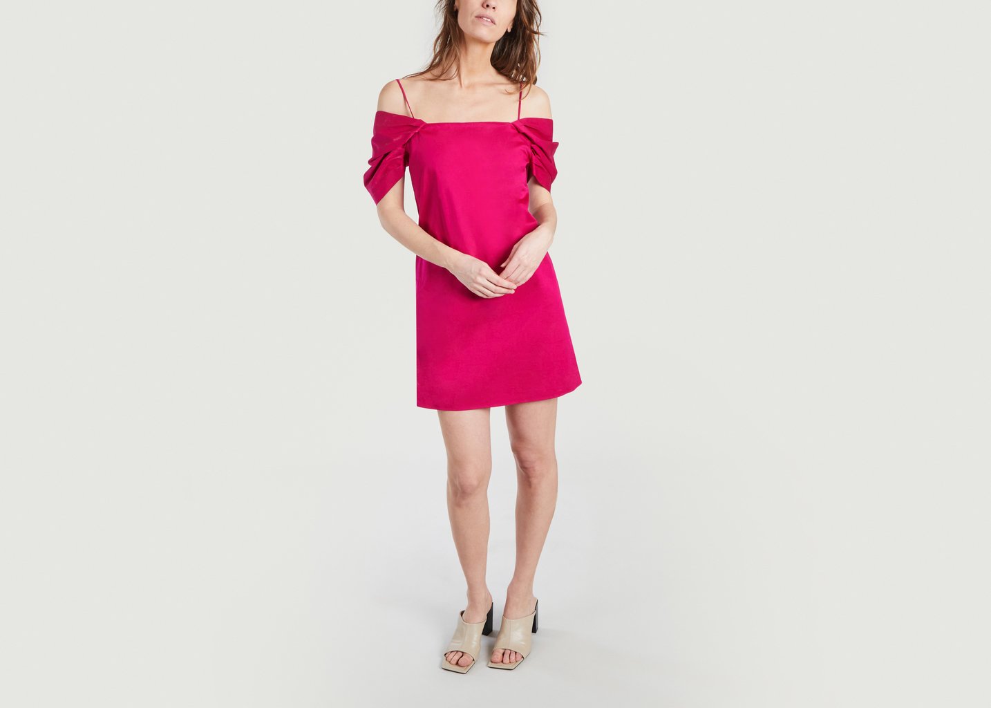 L'exception Robe Manches Drapées Fuchsia Theory