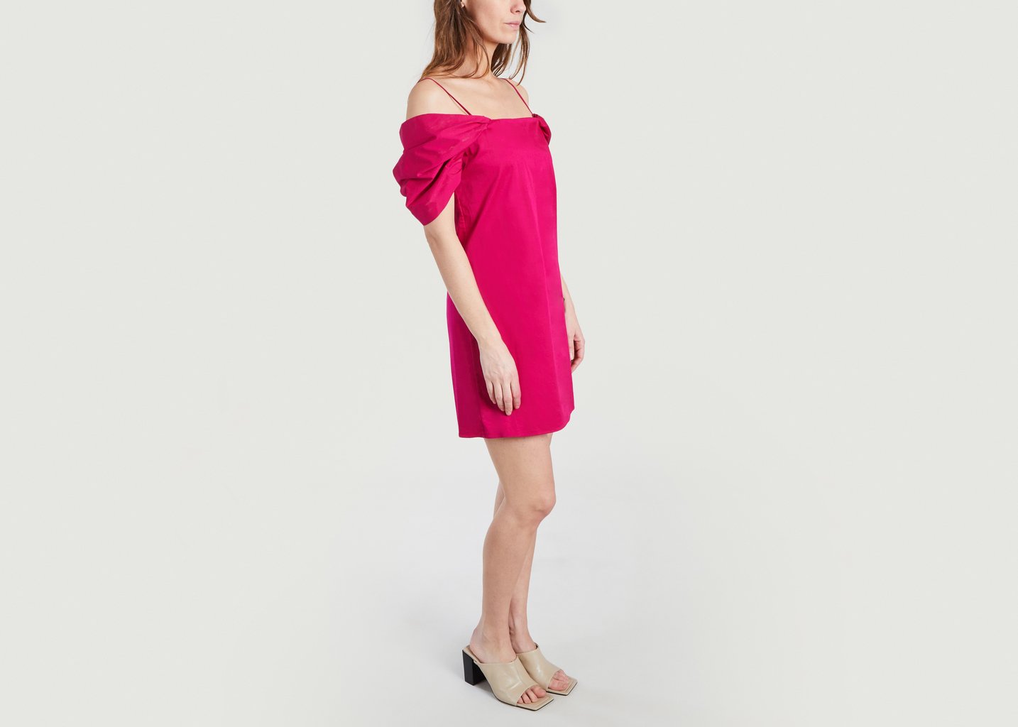 L'exception Robe Manches Drapées Fuchsia Theory