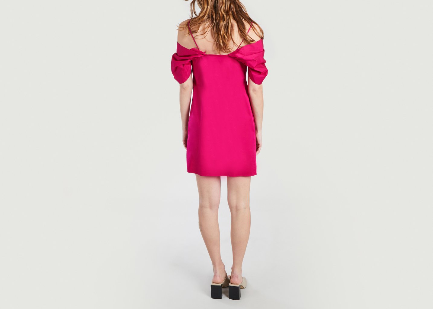 L'exception Robe Manches Drapées Fuchsia Theory
