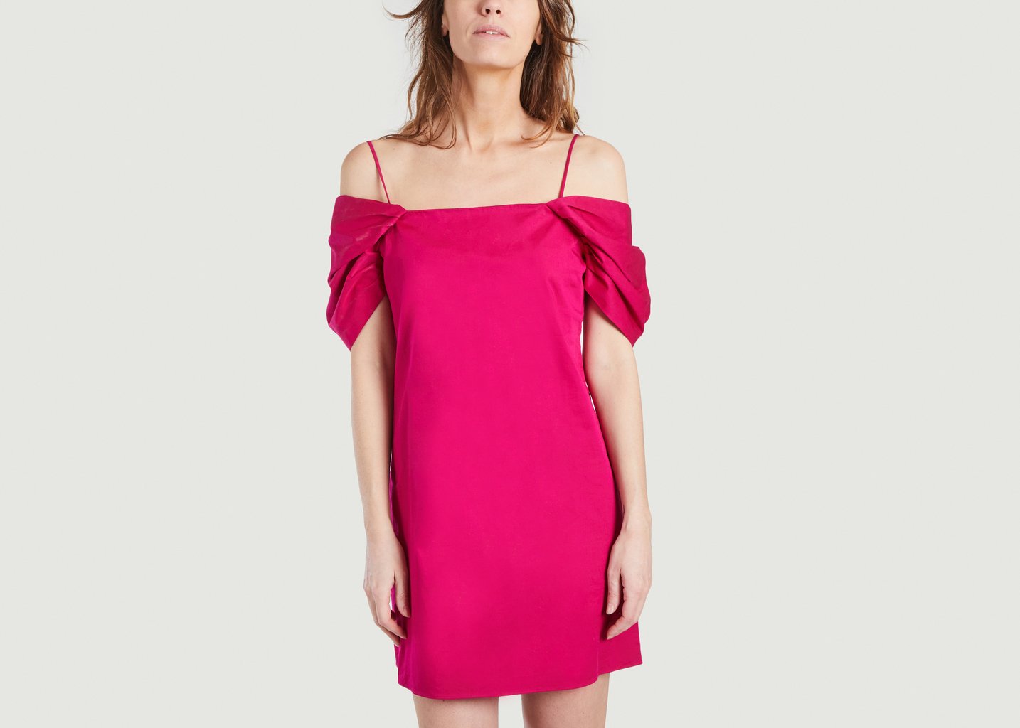 l'exception Robe Manches Drapées Fuchsia Theory