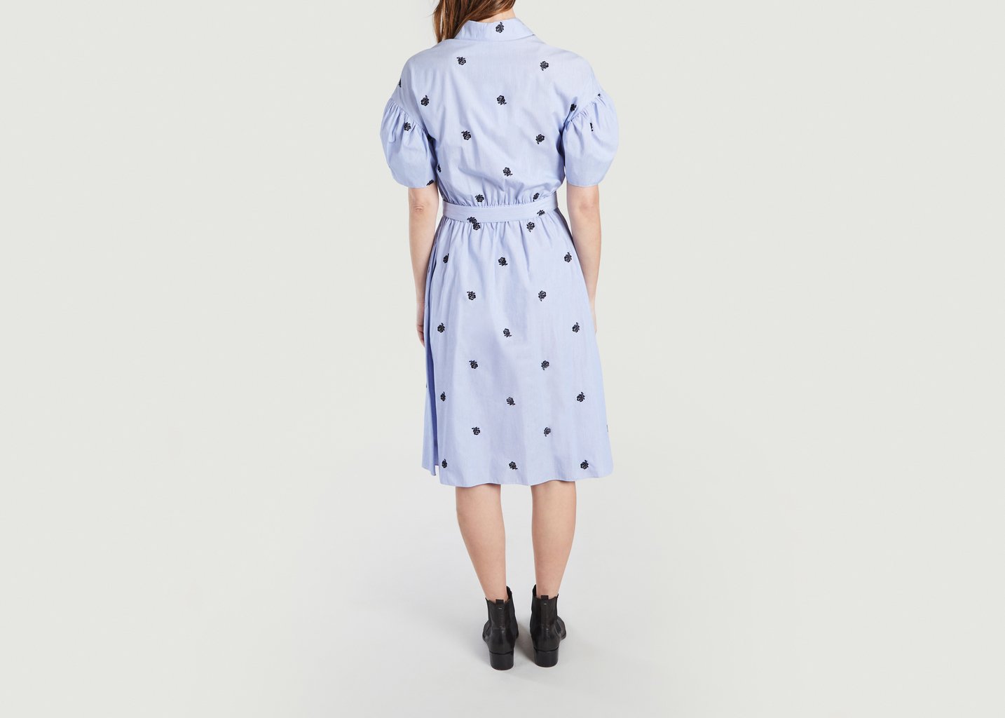 L'exception Robe Rayée Brodée Bleu Clair Kenzo