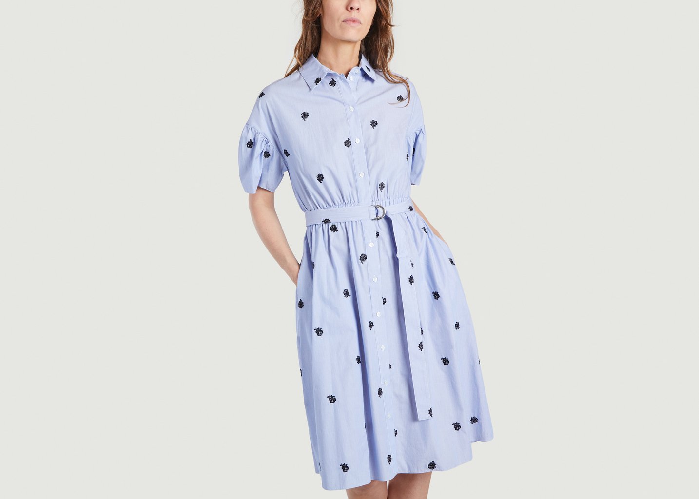 l'exception Robe Rayée Brodée Bleu Clair Kenzo
