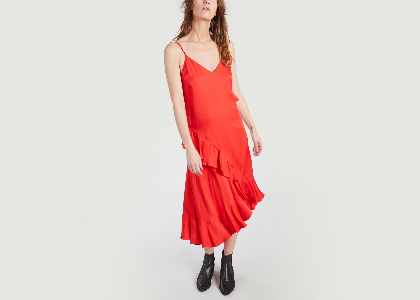 l'exception Robe Volantée Rouge Kenzo