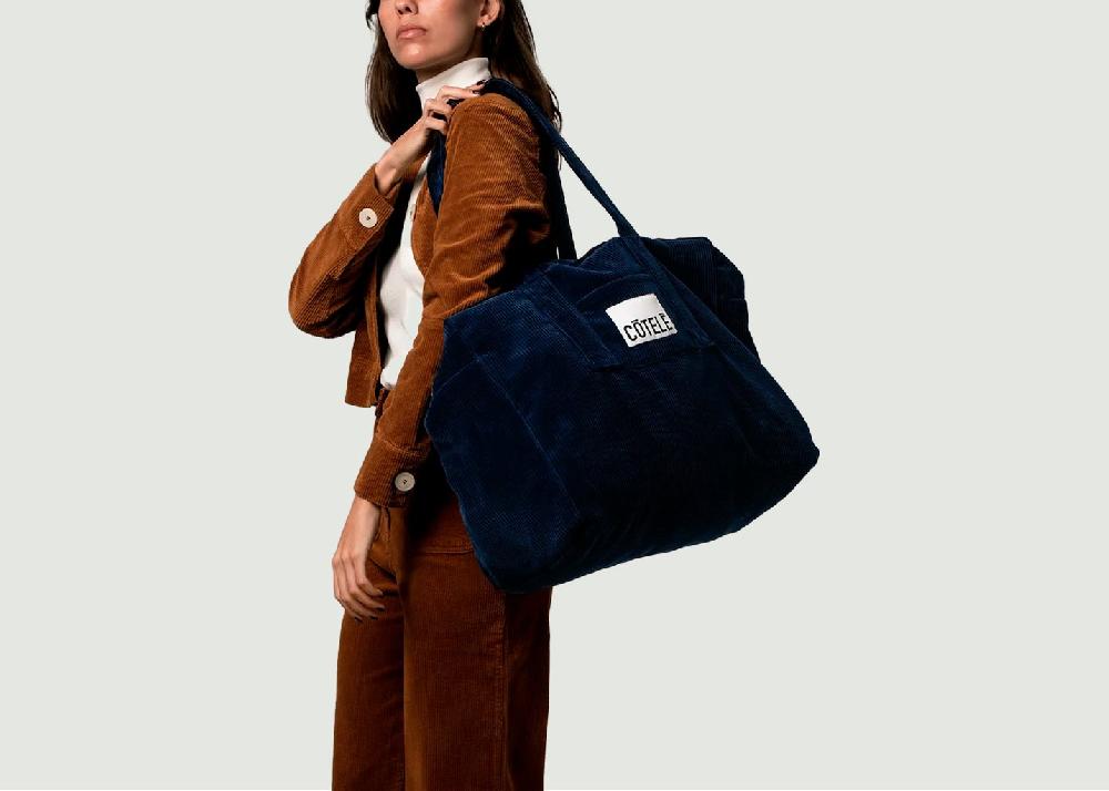 L'exception Sac Bonny Bleu Marine Côtelé Paris