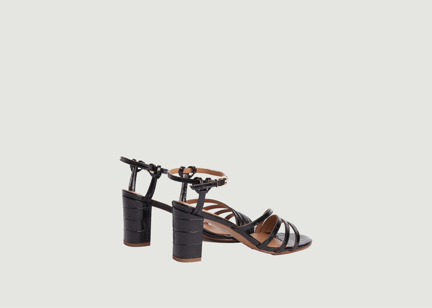 L'exception Sandales Goaba Croco Noir Anaki