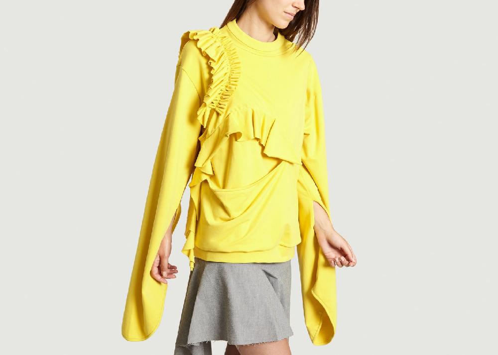 L'exception Sweat Ajouré à Volants Jaune Masha Ma