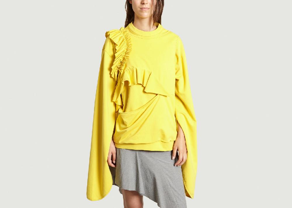 l'exception Sweat Ajouré à Volants Jaune Masha Ma