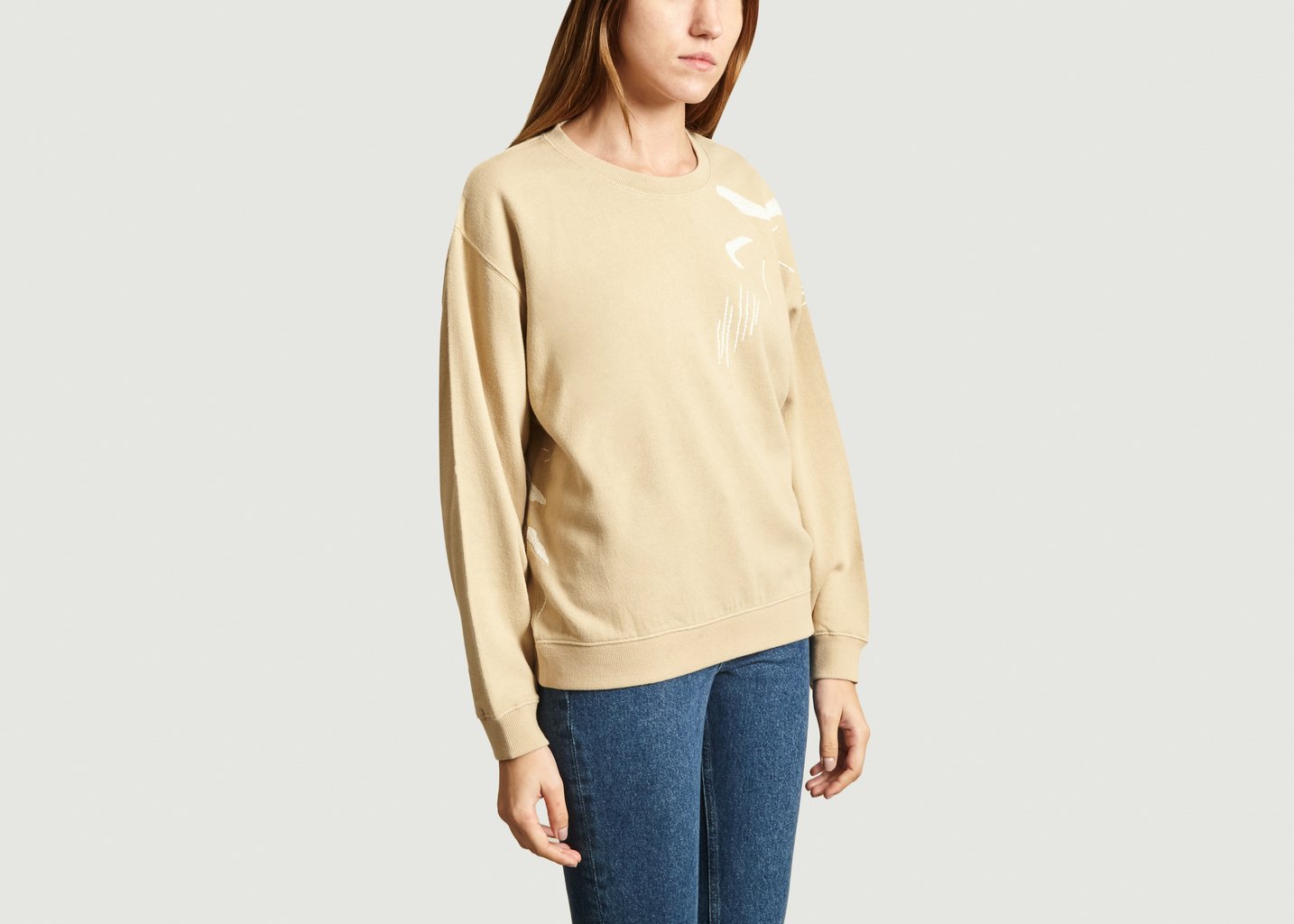 L'exception Sweat Brodé Charm Beige Folk