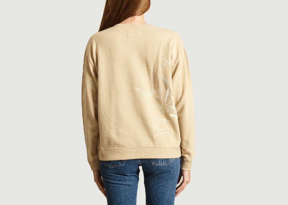L'exception Sweat Brodé Charm Beige Folk