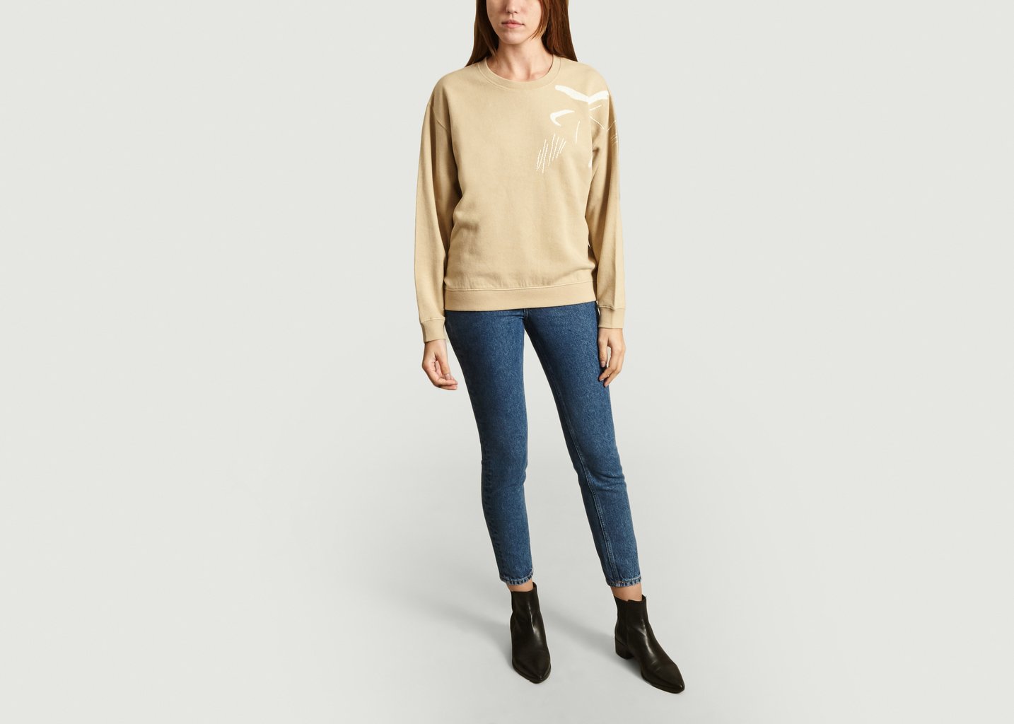 L'exception Sweat Brodé Charm Beige Folk