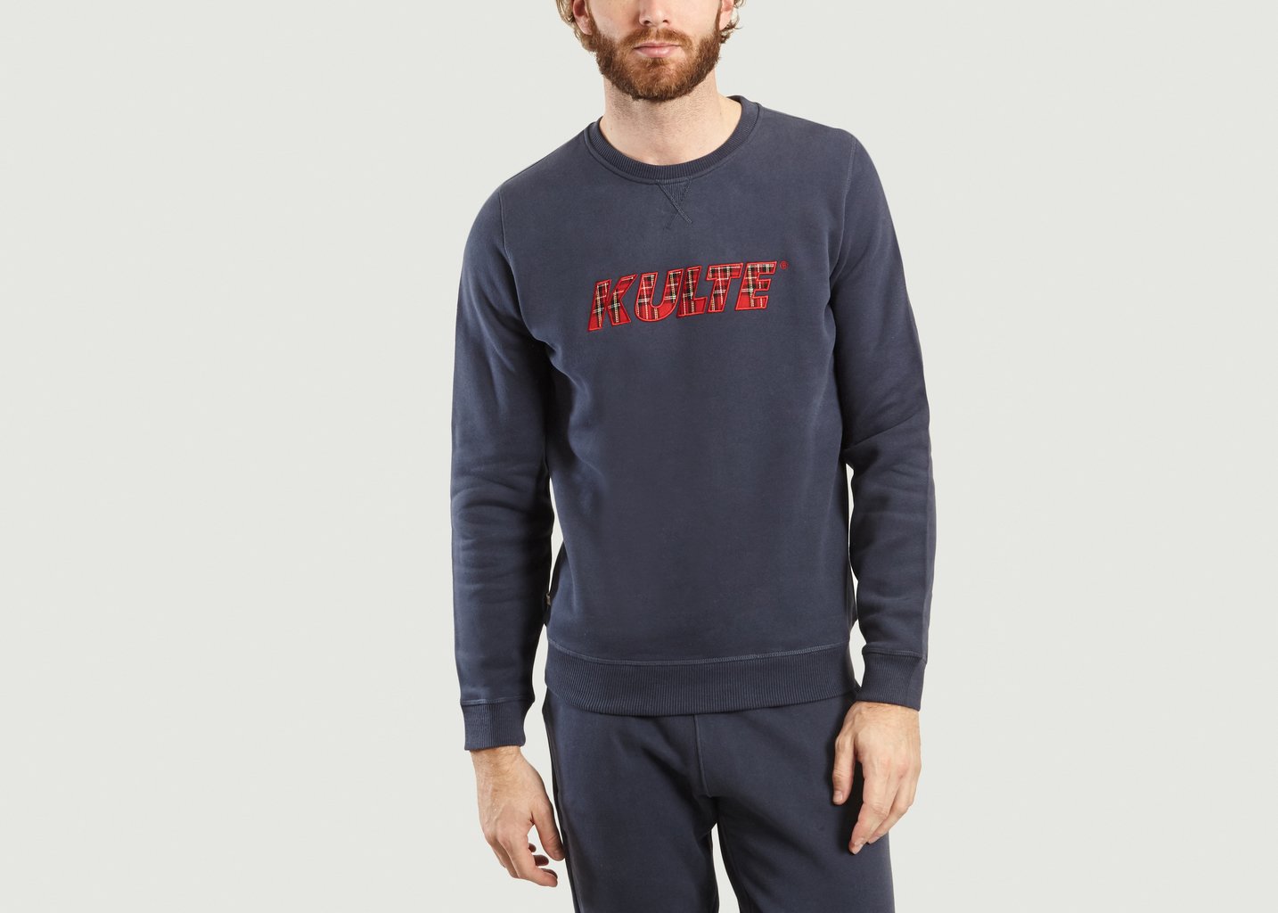 l'exception Sweat Logo Tartan Bleu Marine Kulte