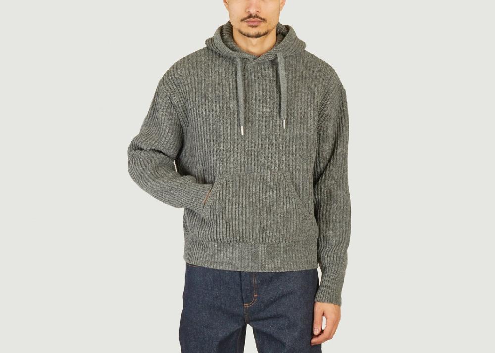 l'exception Sweat RIBBED Gris AMI Paris