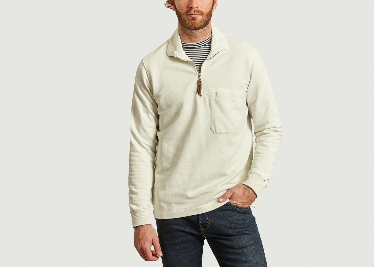 l'exception Sweat zippé Quarter Ecru Albam