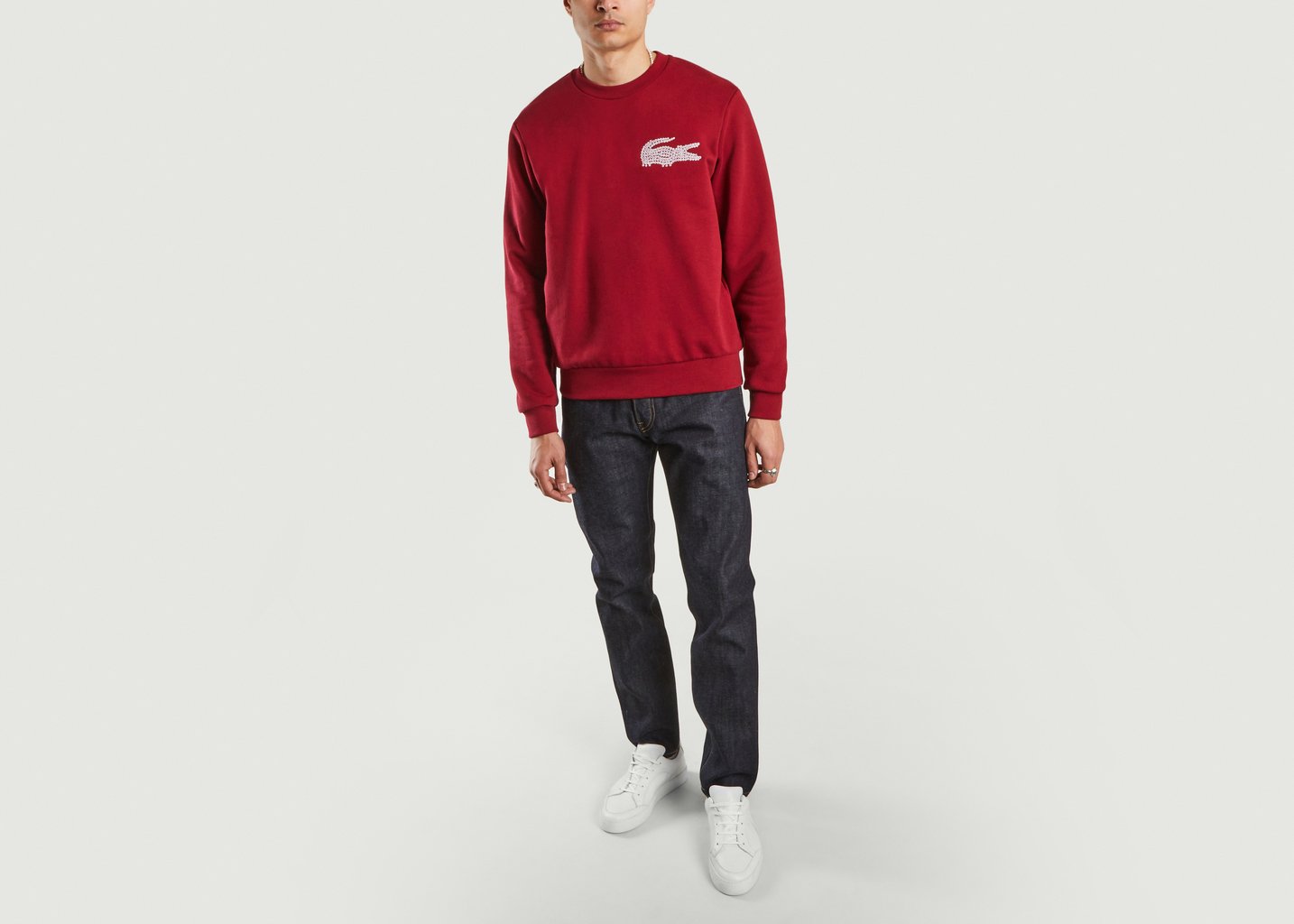 L'exception Sweatshirt à Col Rond Bordeaux Lacoste