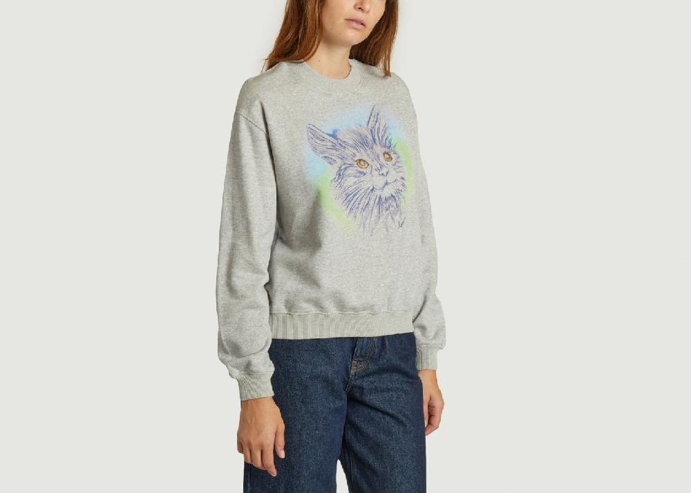 L'exception Sweatshirt Louis Cat Gris Roseanna