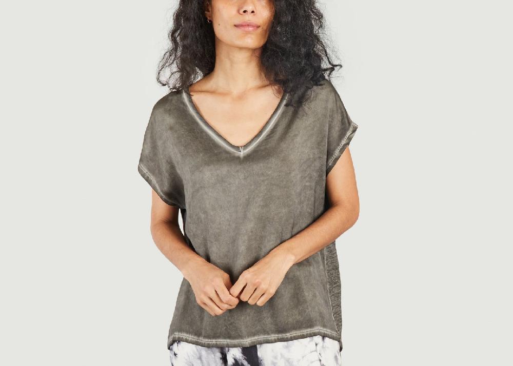 l'exception T shirt Col V Khaki Majestic Filatures