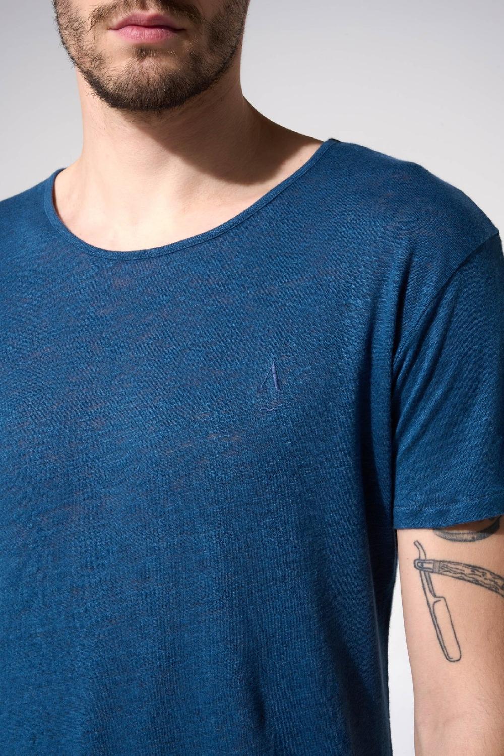 L'exception T Shirt En Lin Bleu Marine Apnee
