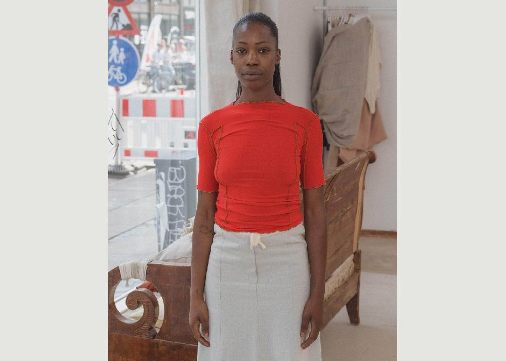 l'exception T shirt omato 3/4 Rouge Baserange