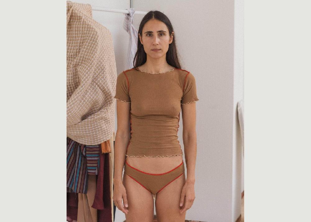 l'exception T shirt Vein Marron Baserange