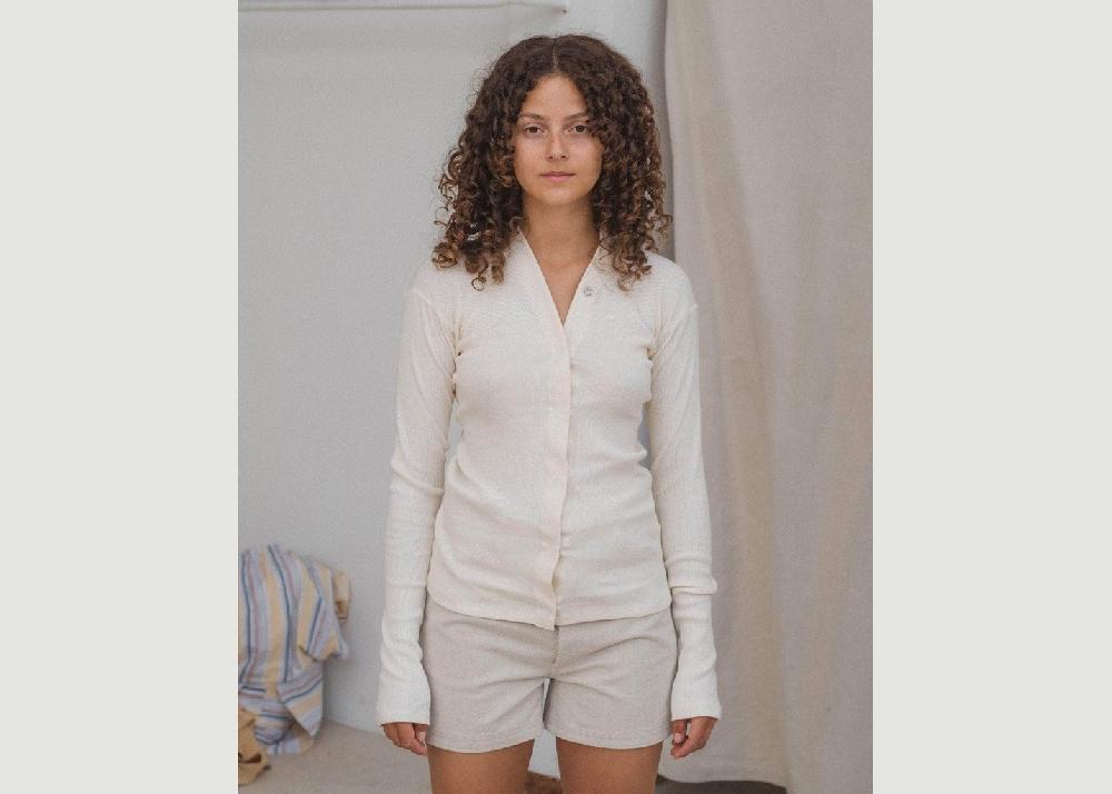 l'exception Tav Cardigan Snaps Blanc Baserange