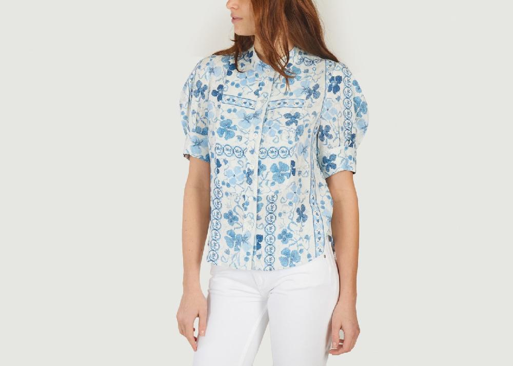 l'exception Top boutonné col mao Bleu See by Chloé