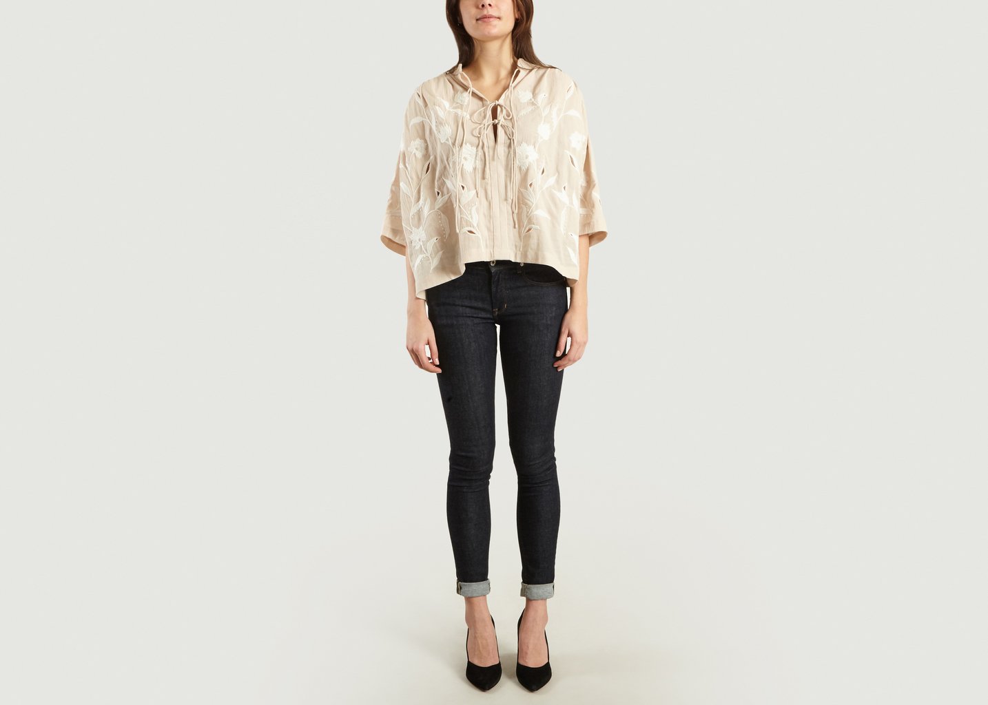 L'exception Top Brodé Et Lacé Hiba Beige IRO Paris