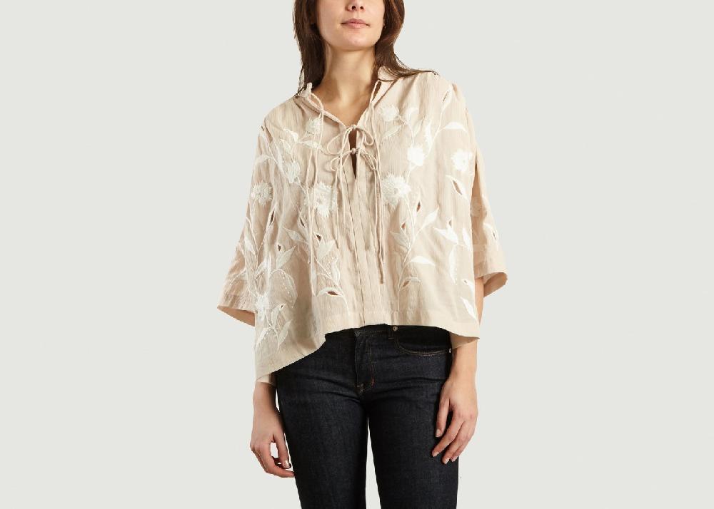 l'exception Top Brodé Et Lacé Hiba Beige IRO Paris
