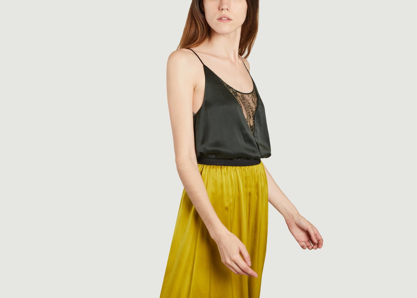 L'exception Top En Soie Muse Vert Foncé Karma Koma