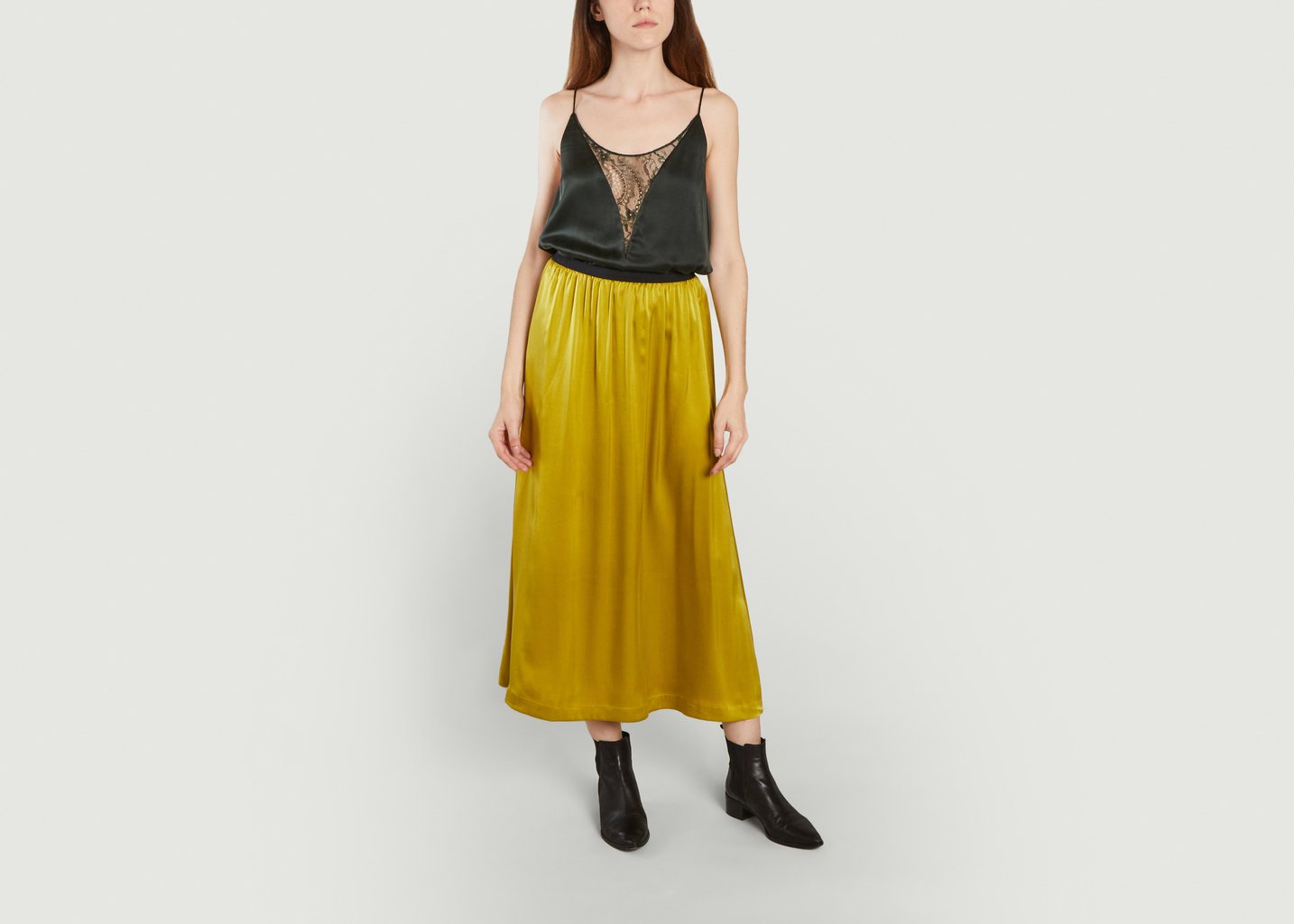 L'exception Top En Soie Muse Vert Foncé Karma Koma
