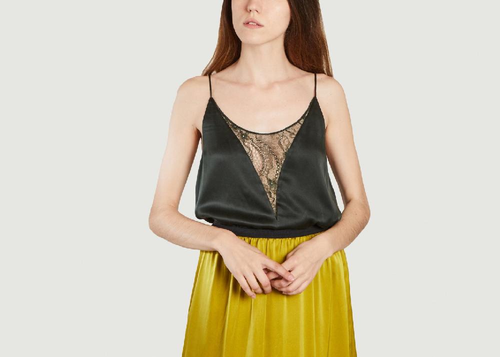 l'exception Top en soie Muse Vert Foncé Karma Koma