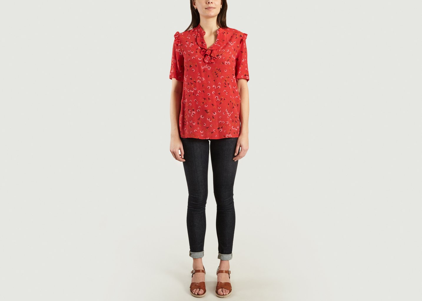 L'exception Top Imprimé Fleurs Rouge Tara Jarmon