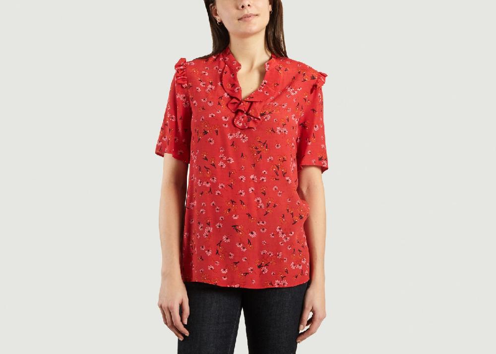 l'exception Top Imprimé Fleurs Rouge Tara Jarmon