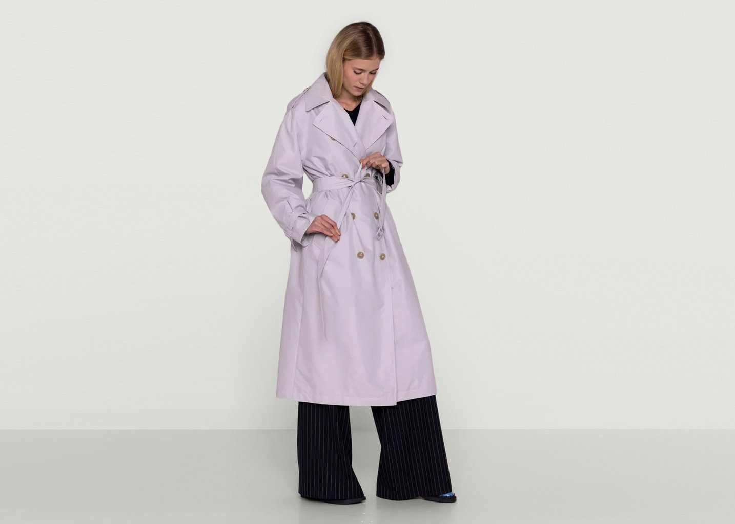 l'exception Trench long femme Gris Maison Lener