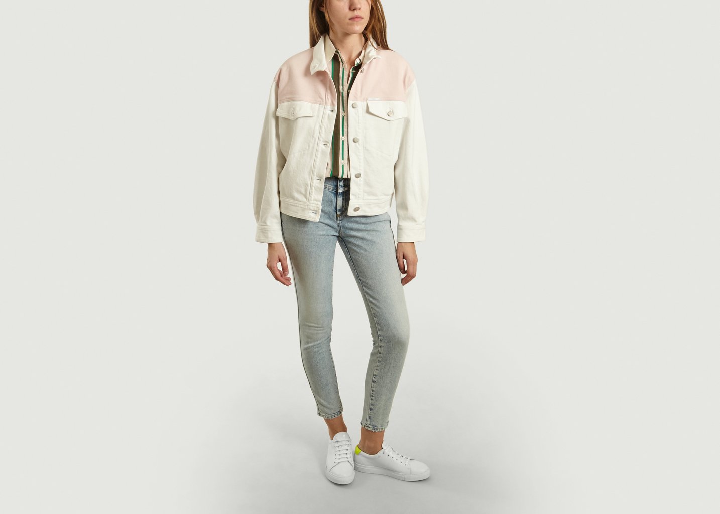 L'exception Veste Denim Patchwork Blanc Closed