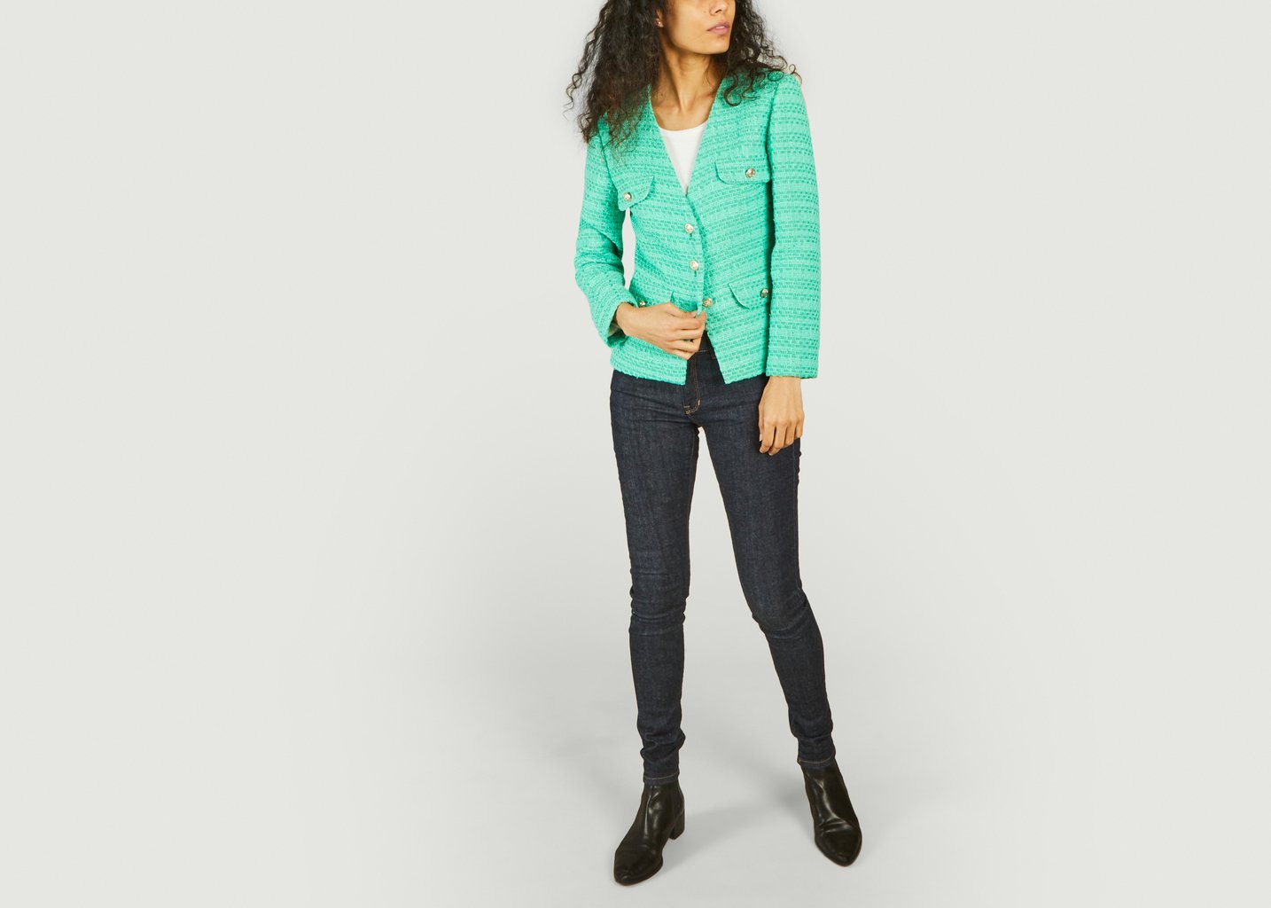 L'exception Veste En Tweed Vivete Vert Maje