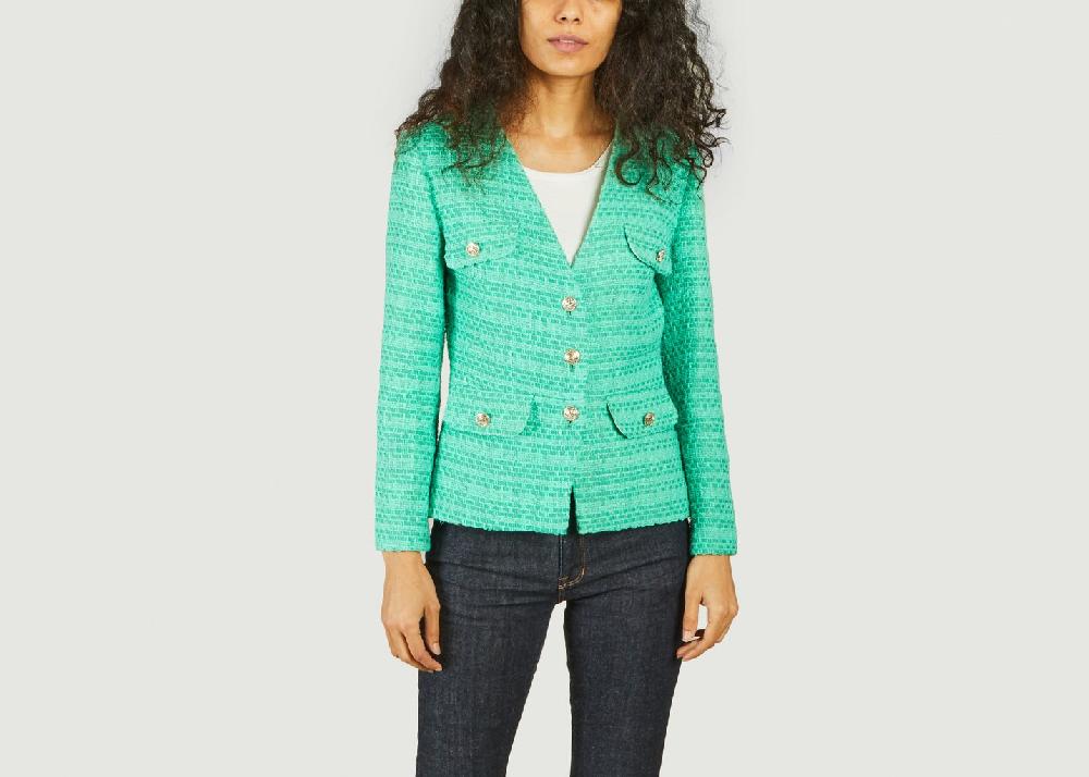 l'exception Veste en tweed Vivete Vert Maje
