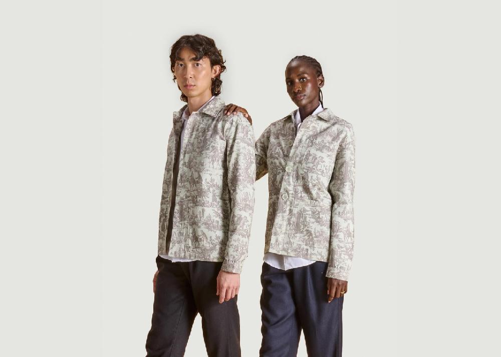 l'exception Veste Le Bleu Céladon Imprimé Soubacq