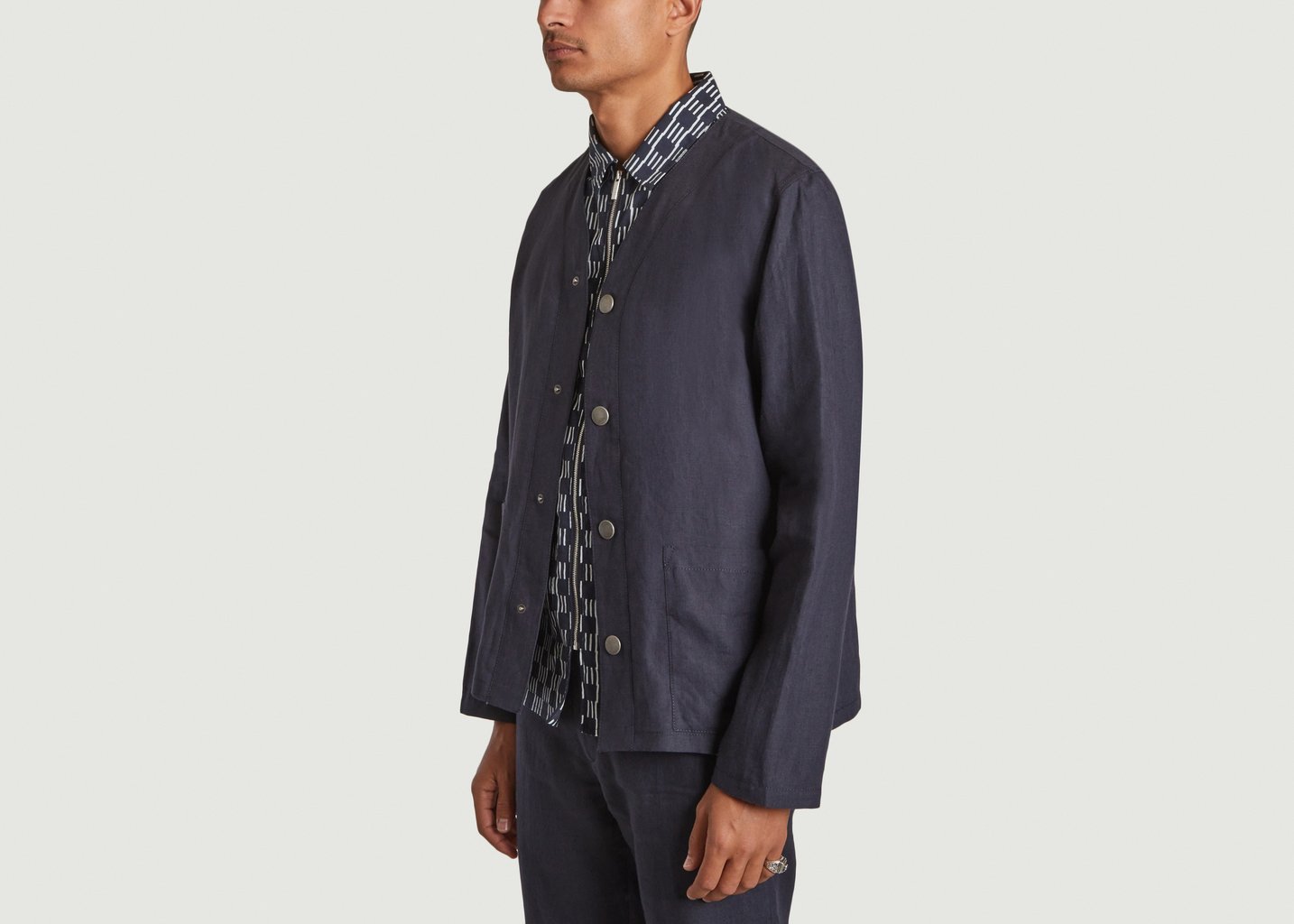 L'exception Veste Non Doublée En Lin Noir Agnès B