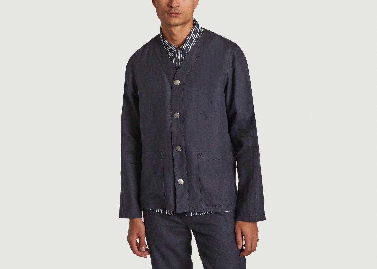 l'exception Veste non doublée en lin Noir agnès b