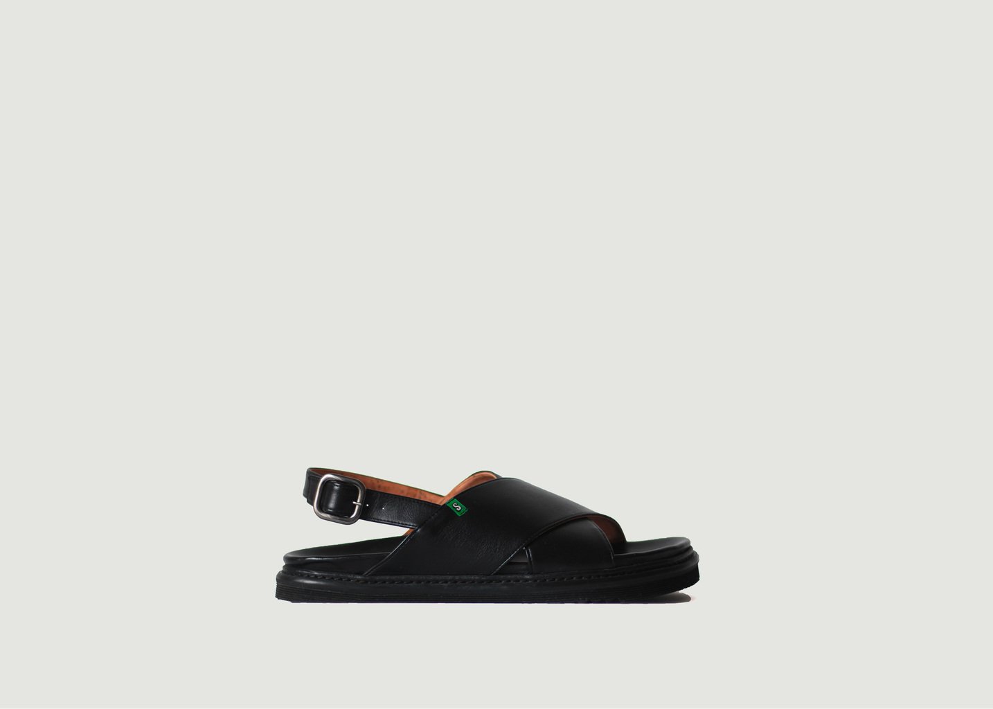 L'exception La Sandale Charlie En Cuir Vegan Noir Supergreen