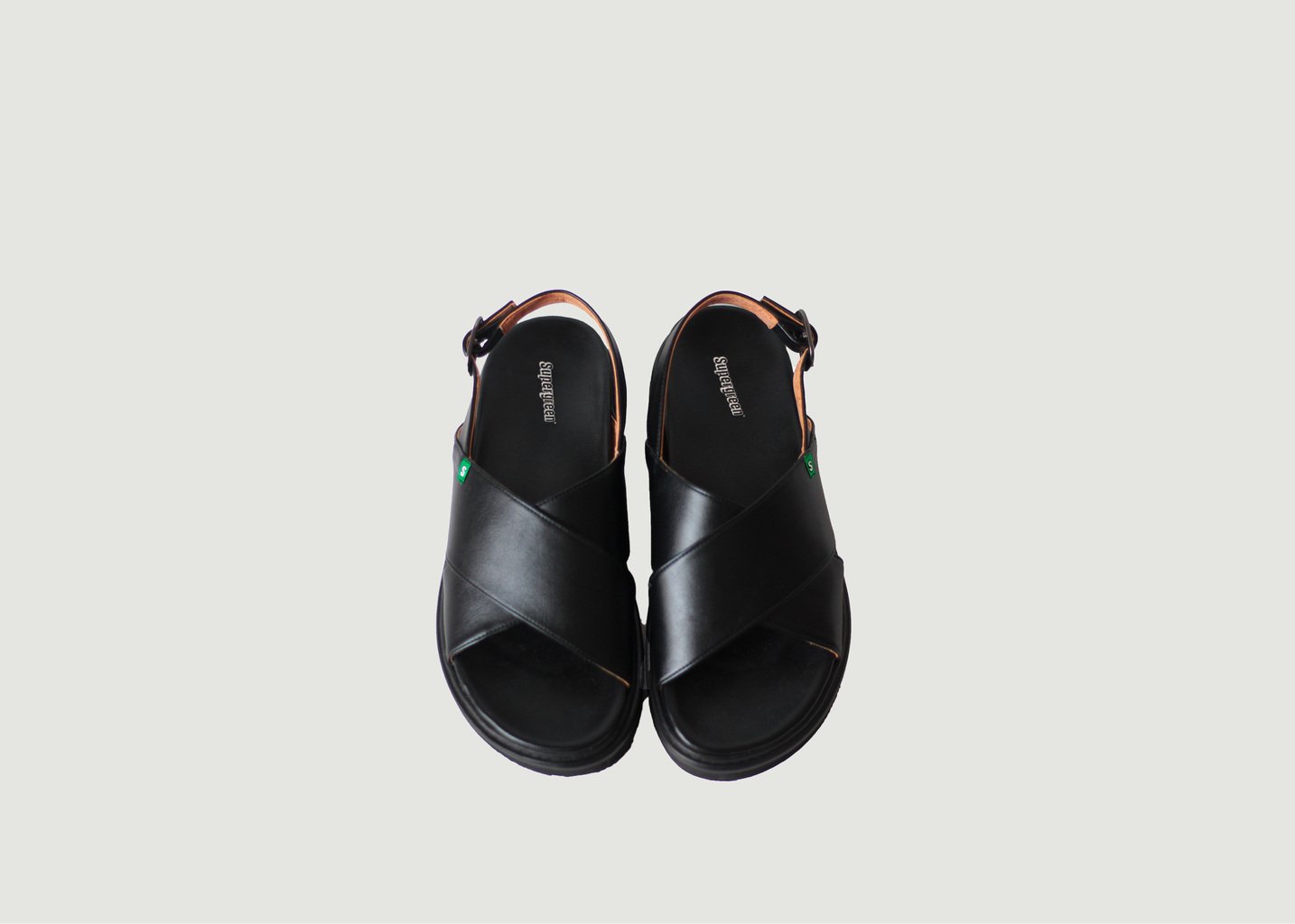 L'exception La Sandale Charlie En Cuir Vegan Noir Supergreen