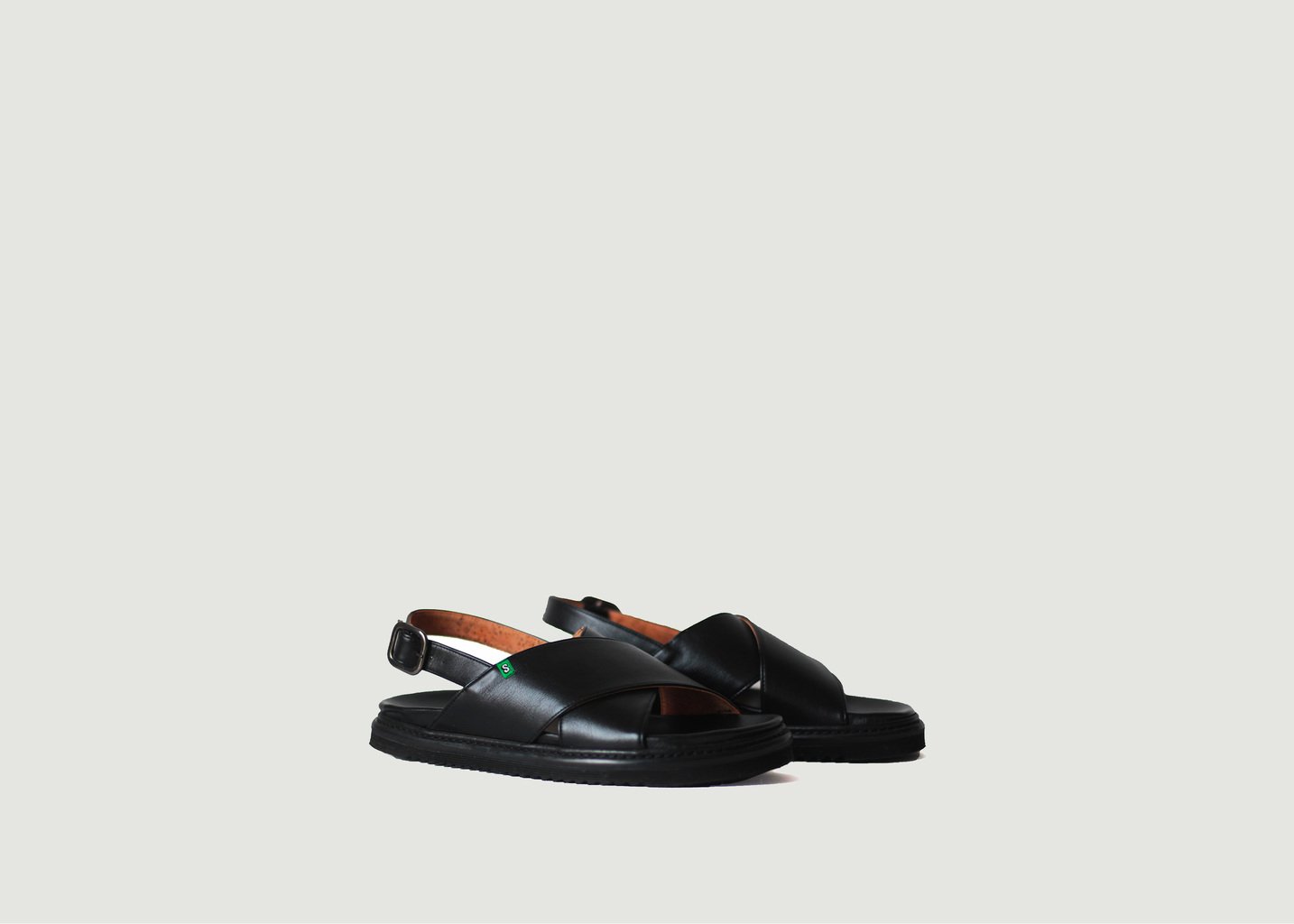 l'exception La sandale Charlie en cuir vegan Noir Supergreen