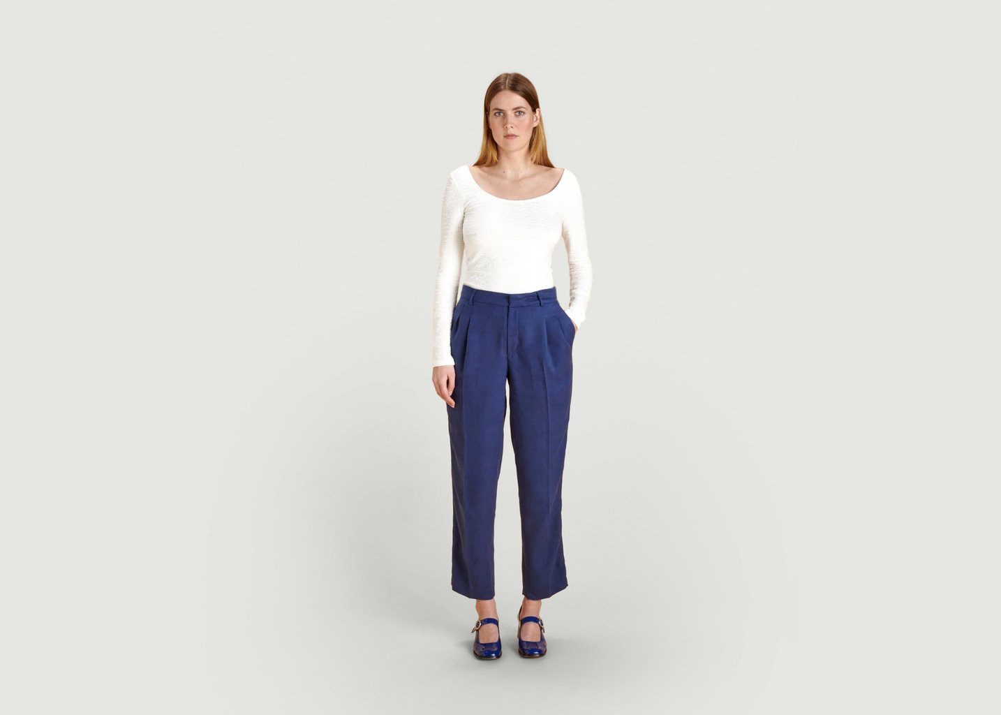 L'exception Le Pantalon Roma Femme Bleu Marine Soubacq