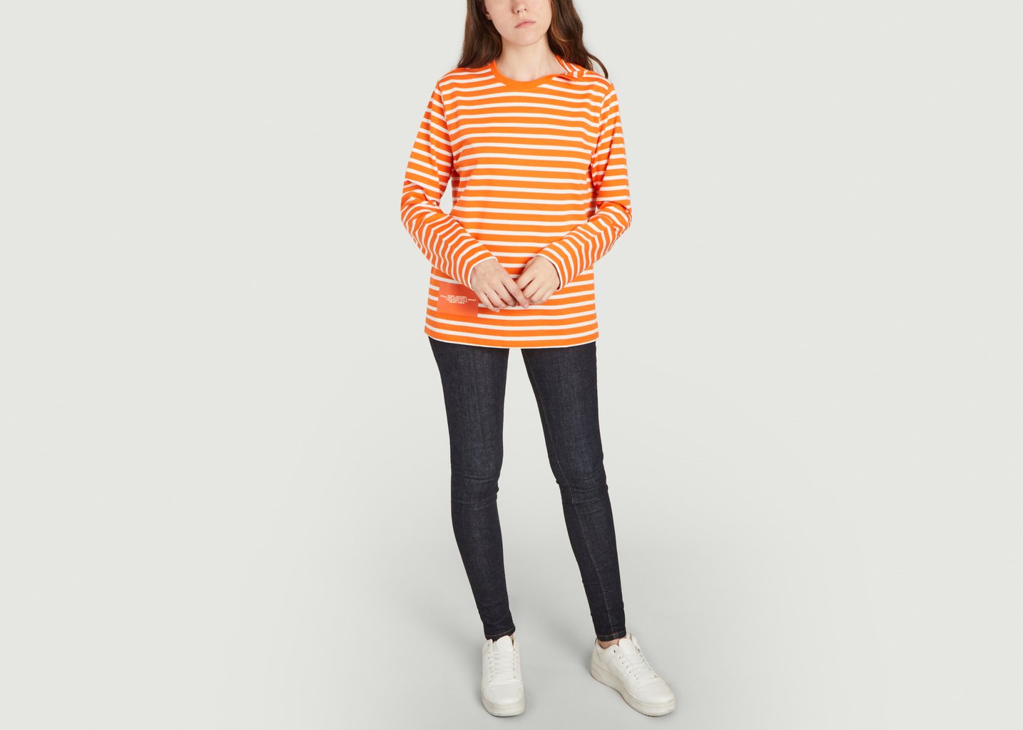 L'exception Le T Shirt Rayé En Coton Orange Marc Jacobs