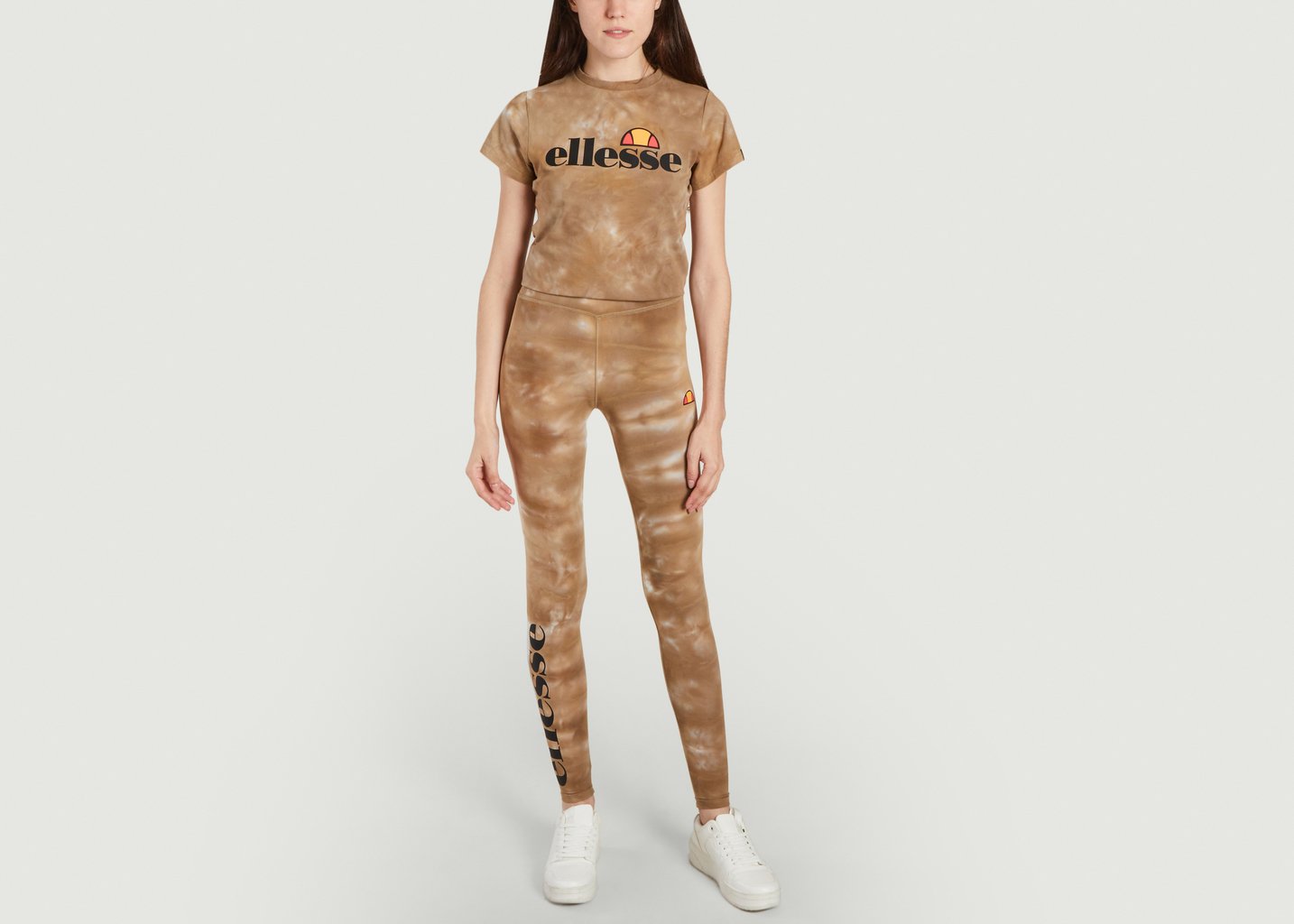 L'exception Legging De Sport Tie And Dye Solos 2 Marron Ellesse