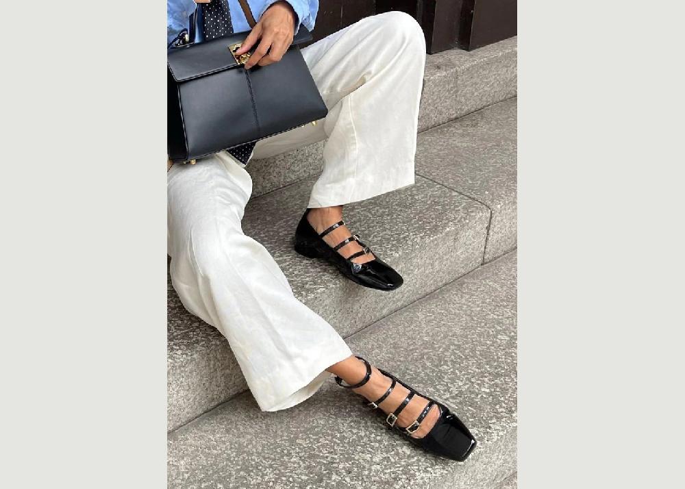 L'exception Luke Onix Ballet Flats En Cuir Noir Alohas