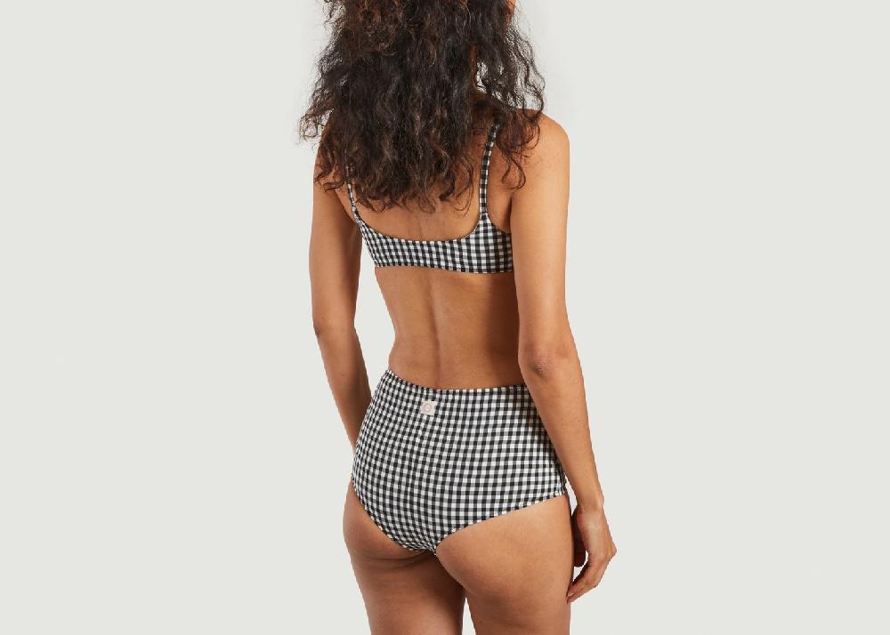 L'exception Maillot 2 Pièces Vichy Taille Haute Blanc Bohodot
