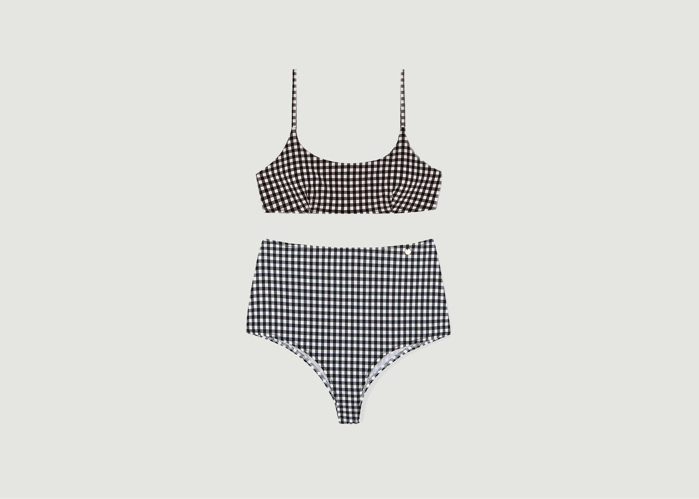 l'exception Maillot 2 pièces vichy taille haute Blanc Bohodot
