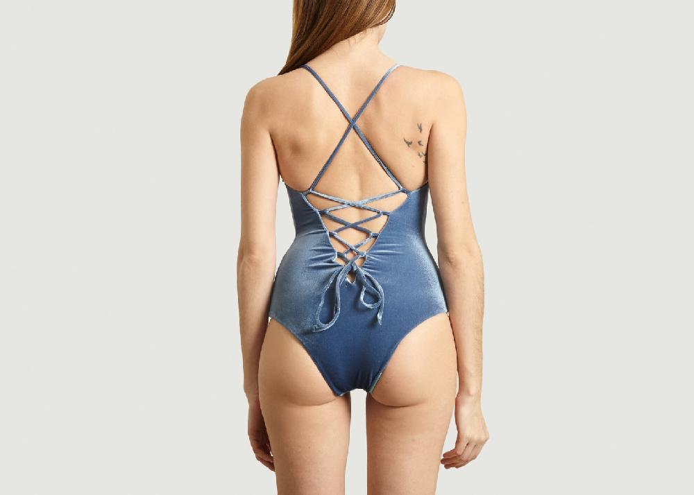 L'exception Maillot De Bain Lacanau Une Pièce Velours Bleu Marine Albertine