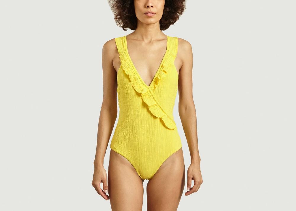 l'exception Maillot de bain une pièce Pina palmiers Jaune Albertine